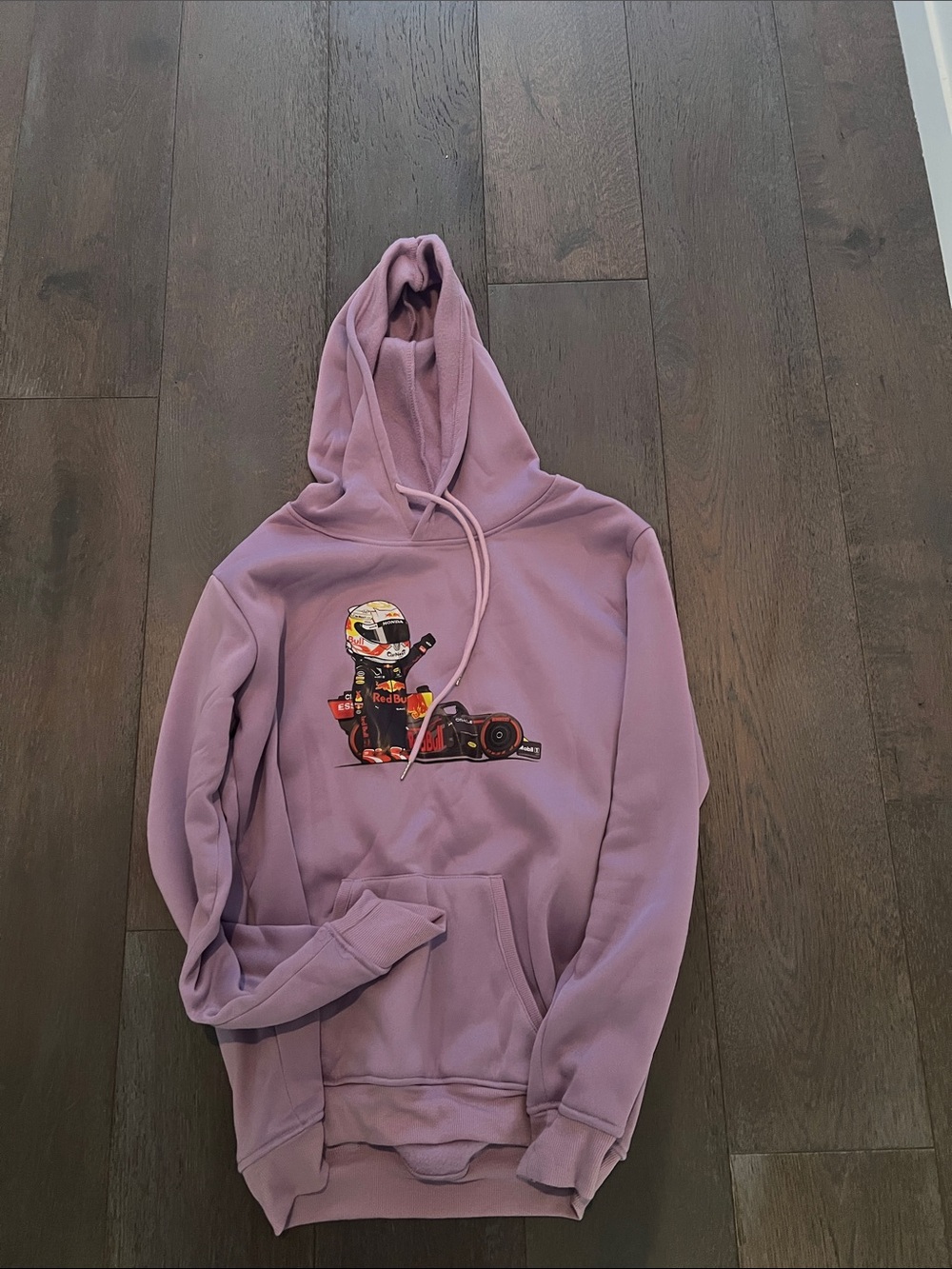 Men's Lavender Pullover Hoodie with Racing Graphic